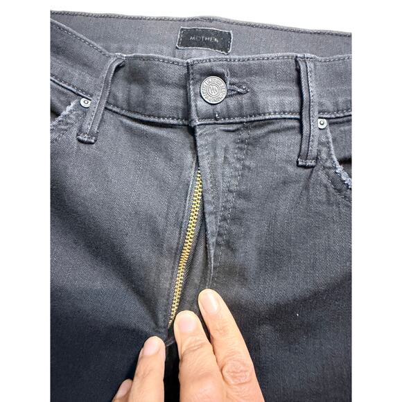 Mother The Insider Crop Step Fray Jeans in Not Guilty Black Mid Rise Size 29 - Picture 7 of 16